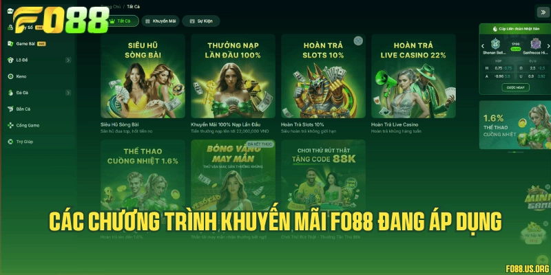 Các chương trình khuyến mãi Fo88 đang áp dụng